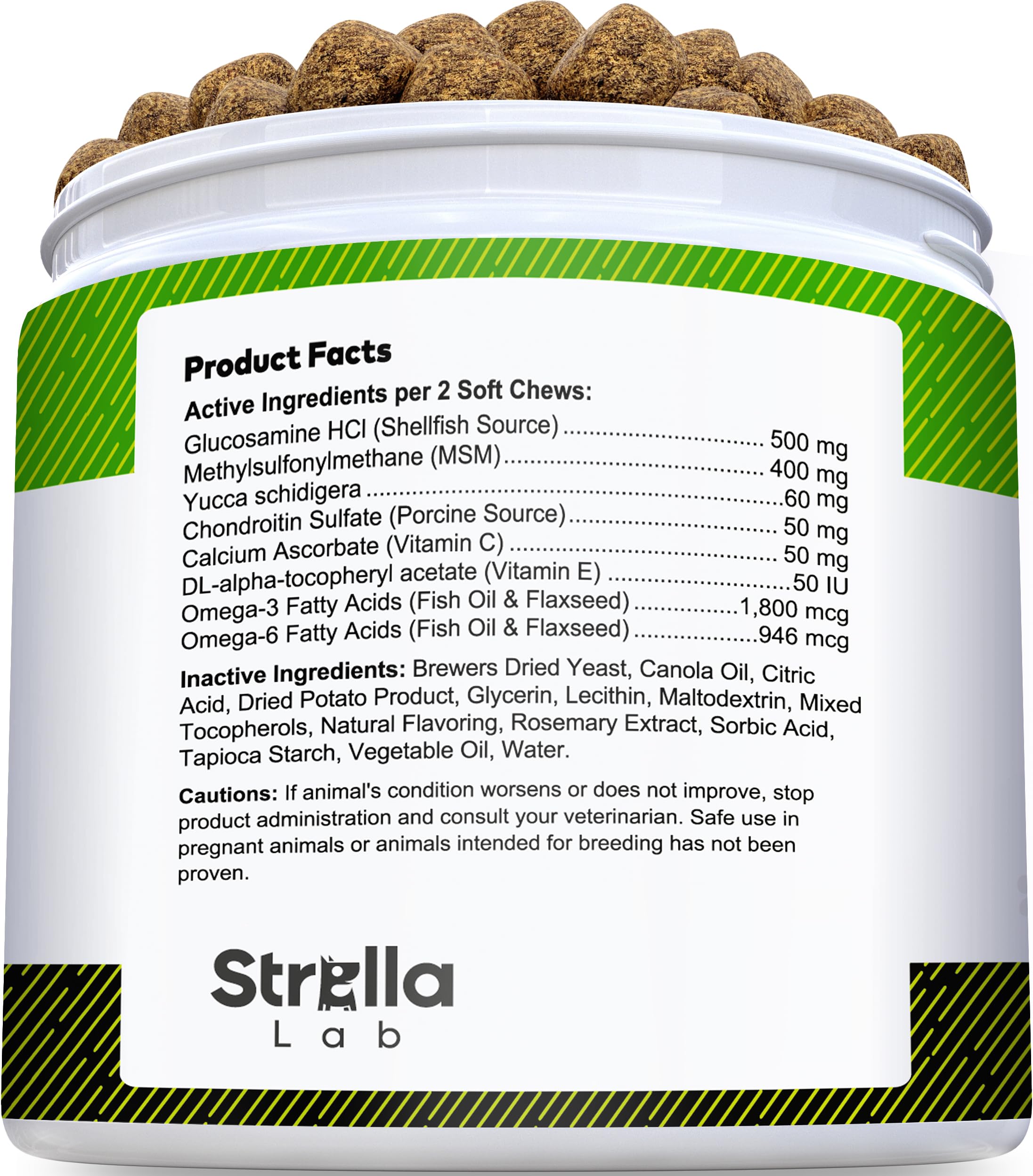 Glucosamine Treats for Dogs - Joint Supplement w/Omega-3 Fish Oil - Chondroitin, MSM - Advanced Mobility Chews - Joint Pain Reli